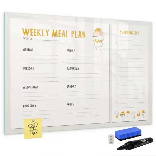 Tablă magnetică cu ștergere uscată pentru orare de mese
