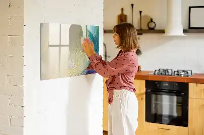 Tablă magnetică cu ștergere uscată cu model de marmură colorată