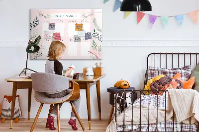 Tablă magnetică cu ștergere uscată planificator săptămânal cu design fermecător
