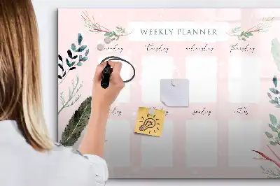 Tablă magnetică cu ștergere uscată planificator săptămânal cu design fermecător