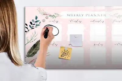 Tablă magnetică cu ștergere uscată planificator săptămânal cu design fermecător