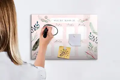 Tablă magnetică cu ștergere uscată planificator săptămânal cu design fermecător