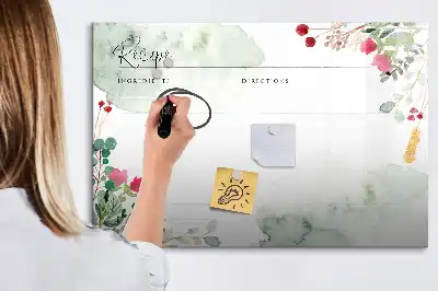 Tablă magnetică cu ștergere uscată pentru rețete