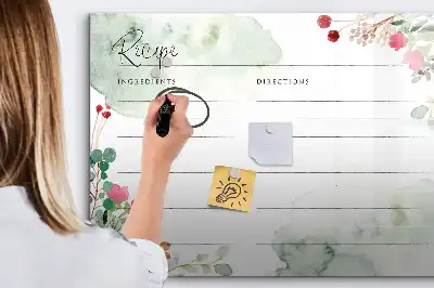 Tablă magnetică cu ștergere uscată pentru rețete