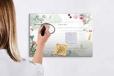 Tablă magnetică cu ștergere uscată pentru rețete