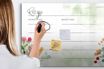 Tablă magnetică cu ștergere uscată pentru rețete
