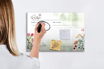 Tablă magnetică cu ștergere uscată pentru rețete