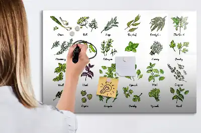 Tablă magnetică cu ștergere uscată cu tema Tipuri de copaci