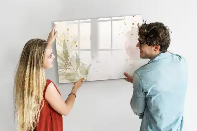 Tablă magnetică cu ștergere uscată cu imprimeu abstract în nuanțe pastelate