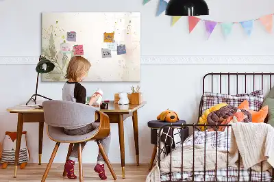 Tablă magnetică cu ștergere uscată cu imprimeu abstract în nuanțe pastelate