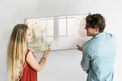 Tablă magnetică cu ștergere uscată cu imprimeu abstract în nuanțe pastelate