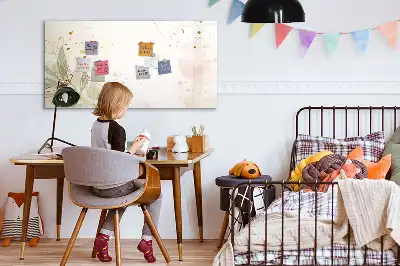 Tablă magnetică cu ștergere uscată cu imprimeu abstract în nuanțe pastelate