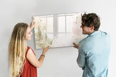 Tablă magnetică cu ștergere uscată cu imprimeu abstract în nuanțe pastelate