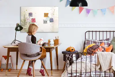 Tablă magnetică cu ștergere uscată cu imprimeu abstract în nuanțe pastelate
