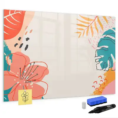 Tablă magnetică cu ștergere uscată cu model plante hawaiene
