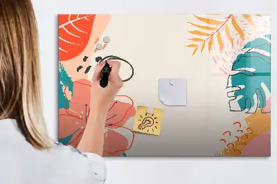 Tablă magnetică cu ștergere uscată cu model plante hawaiene