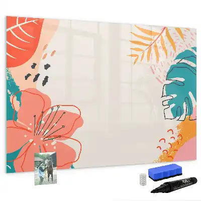 Tablă magnetică cu ștergere uscată cu model plante hawaiene