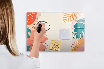 Tablă magnetică cu ștergere uscată cu model plante hawaiene