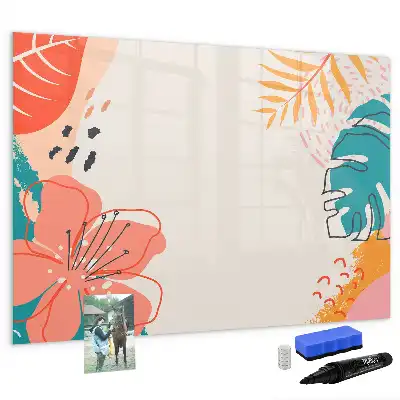 Tablă magnetică cu ștergere uscată cu model plante hawaiene