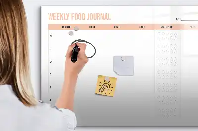 Tablă magnetică pentru planificarea săptămânală a meselor cu ștergere uscată