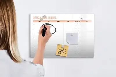 Tablă magnetică pentru planificarea săptămânală a meselor cu ștergere uscată