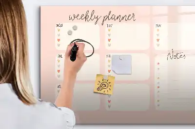 Tablă magnetică cu ștergere uscată planificator săptămânal cu design fermecător