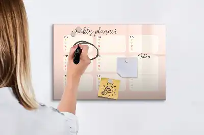 Tablă magnetică cu ștergere uscată planificator săptămânal cu design fermecător