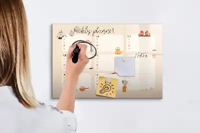 Tablă magnetică cu ștergere uscată planificator săptămânal