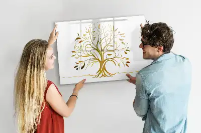 Tablă magnetică cu ștergere uscată model copac auriu