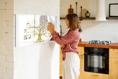 Tablă magnetică cu ștergere uscată model copac auriu