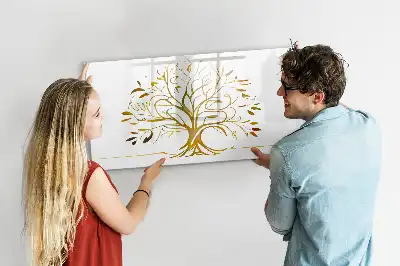 Tablă magnetică cu ștergere uscată model copac auriu