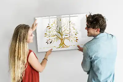 Tablă magnetică cu ștergere uscată model copac auriu