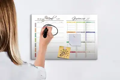 Tablă magnetică cu ștergere uscată pentru meniu săptămânal