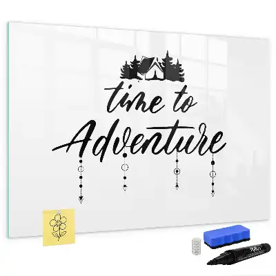 Tablă magnetică cu ștergere uscată cu model Timpul pentru aventură