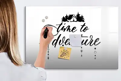Tablă magnetică cu ștergere uscată cu model Timpul pentru aventură