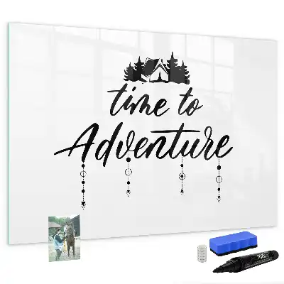 Tablă magnetică cu ștergere uscată cu model Timpul pentru aventură