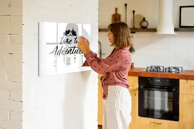 Tablă magnetică cu ștergere uscată cu model Timpul pentru aventură