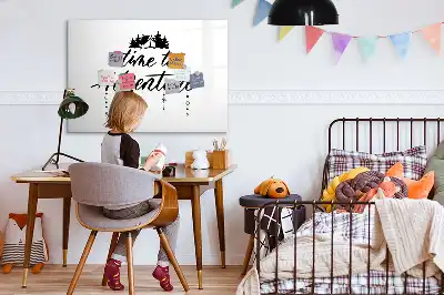 Tablă magnetică cu ștergere uscată cu model Timpul pentru aventură