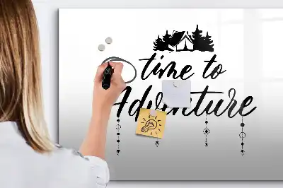 Tablă magnetică cu ștergere uscată cu model Timpul pentru aventură