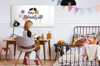 Tablă magnetică cu ștergere uscată cu model Timpul pentru aventură