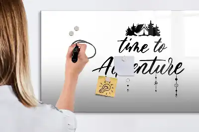 Tablă magnetică cu ștergere uscată cu model Timpul pentru aventură