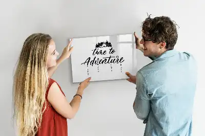 Tablă magnetică cu ștergere uscată cu model Timpul pentru aventură
