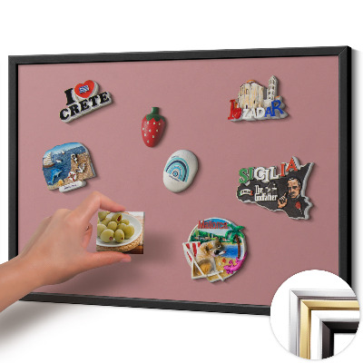 Tablă magnetică cu ramă neagră Culoare roz pastel