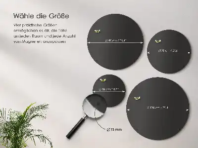 Tablă magnetică pentru magneți de frigider de culoare neagră și formă rotundă
