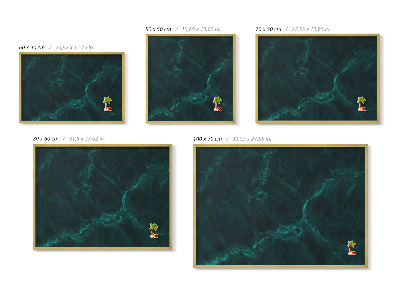 Tablă magnetică cu ramă aurie Marmură verde sticlă