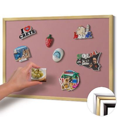 Tablă magnetică cu ramă aurie Culoare roz pastel