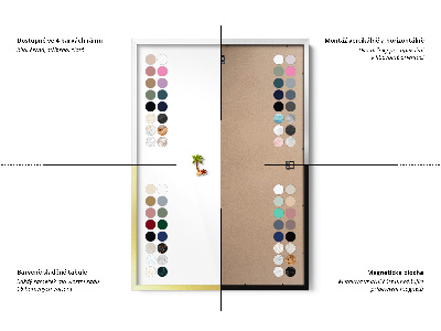 Tablă magnetică cu ramă aurie Culoare roz pastel