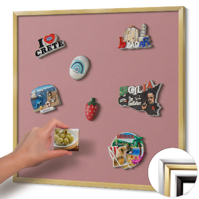 Tablă magnetică cu ramă aurie Culoare roz pastel