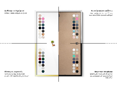 Tablă magnetică cu ramă aurie Culoare roz pastel