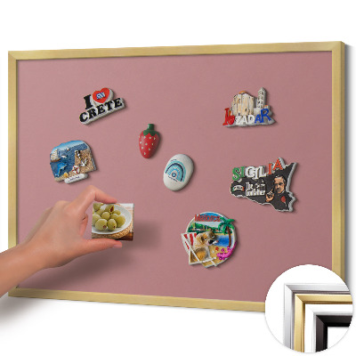 Tablă magnetică cu ramă aurie Culoare roz pastel